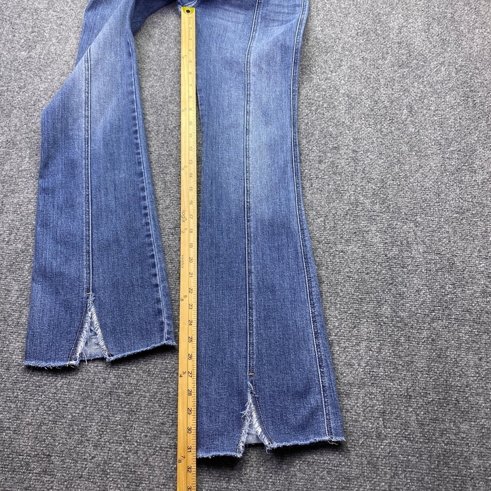 KanCan Womens High Rise Flare Jeans Blue Front Seam‎ Raw Hem KC2566D Size 7/27 - Picture 3 of 9